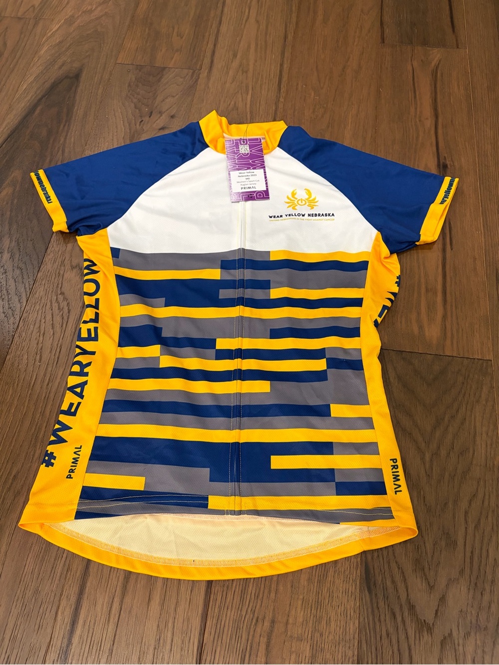 Primal Wear Yellow Nebraska Women's Cycling Jersey Medium NWT Cancer Awareness
